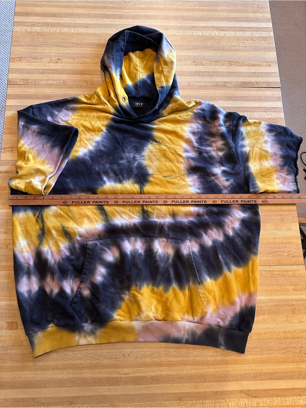 MVT Tie-Dye Crewneck Hoodie in Mustard, Black & Pink
